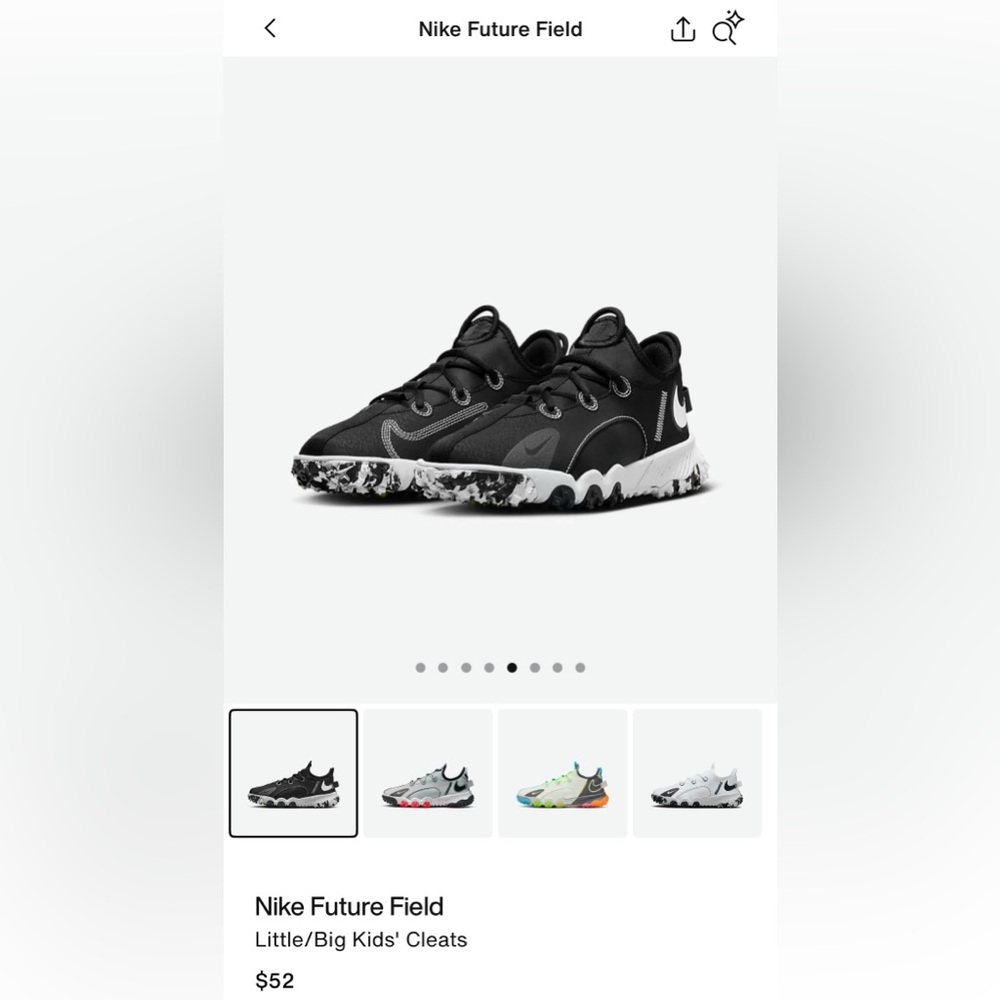 Nike youth Future Field turf shoes.